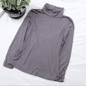 Purplish Gray Bamboo Knit Long Sleeve Turtleneck
